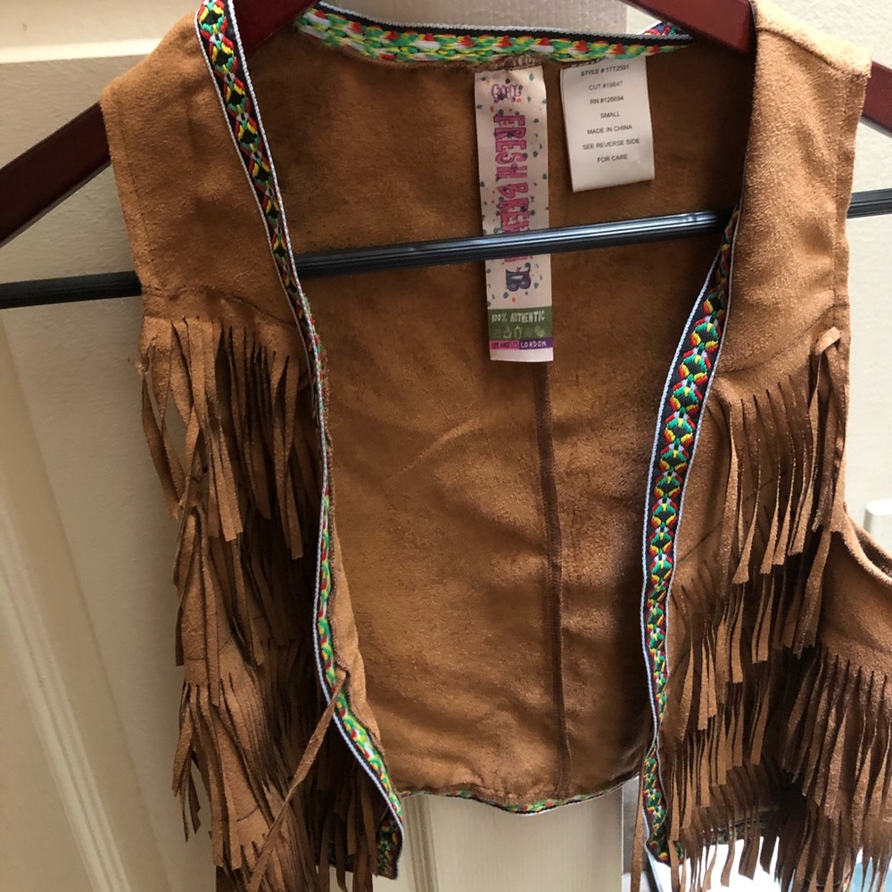 brown color fringe vest